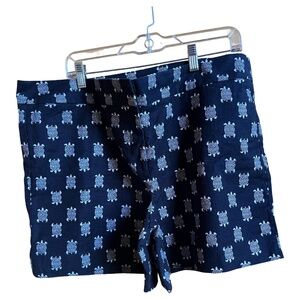 Ann Taylor LOFT Shorts womens Size 16 Riviera Blue Turtle Print
